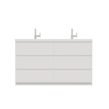 Alya Bath Paterno 60" Double White Modern Freestanding  Bathroom Vanity With Acrylic Top and Integrated Sink - AB-MOA60D-W