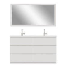 Alya Bath Paterno 60" Double White Modern Freestanding  Bathroom Vanity With Acrylic Top and Integrated Sink - AB-MOA60D-W