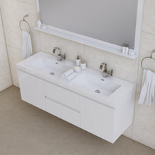 Alya Bath Paterno 60" Double White Modern Wall Mounted  Bathroom Vanity With Acrylic Top and Integrated Sink - AB-MOF60D-W