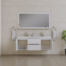 Alya Bath Paterno 60" Double White Modern Wall Mounted  Bathroom Vanity With Acrylic Top and Integrated Sink - AB-MOF60D-W