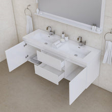 Alya Bath Paterno 60" Double White Modern Wall Mounted  Bathroom Vanity With Acrylic Top and Integrated Sink - AB-MOF60D-W