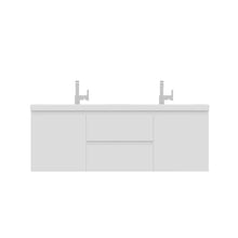 Alya Bath Paterno 60" Double White Modern Wall Mounted  Bathroom Vanity With Acrylic Top and Integrated Sink - AB-MOF60D-W