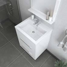 Alya Bath Ripley 24" Single White Modern Freestanding Single Bathroom Vanity With Integrated Acrylic Top, Acrylic Sink and Wall Mounted Mirror - AT-8080-W+AT-24-M-W