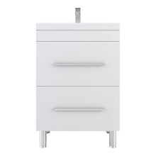Alya Bath Ripley 24" Single White Modern Freestanding Single Bathroom Vanity With Integrated Acrylic Top, Acrylic Sink and Wall Mounted Mirror - AT-8080-W+AT-24-M-W