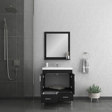 Alya Bath Ripley 30" Single Black Modern Freestanding  Bathroom Vanity With Integrated Acrylic Top, Acrylic Sink and Wall Mounted Mirror - AT-8085-B+AT-30-M-B