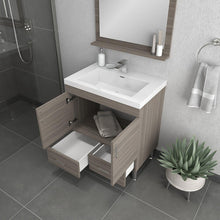 Alya Bath Ripley  30" Single Gray Modern Freestanding  Bathroom Vanity With Integrated Acrylic Top, Acrylic Sink and Wall Mounted Mirror - AT-8085-G+AT-30-M-G