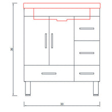 Alya Bath Ripley  30" Single Gray Modern Freestanding  Bathroom Vanity With drawers, Integrated Acrylic Top, Acrylic Sink and Wall Mounted Mirror - AT-8050-G+AT-30-M-G