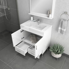 Alya Bath Ripley  30" Single White Modern Freestanding  Bathroom Vanity With Integrated Acrylic Top, Acrylic Sink and Wall Mounted Mirror - AT-8085-W+AT-30-M-W