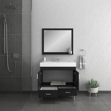 Alya Bath Ripley 36" Single Black Modern Freestanding Bathroom Vanity With Integrated Acrylic Top, Acrylic Sink and Wall Mounted Mirror - AT-8089-B+AT-36-M-B