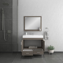 Alya Bath Ripley 36" Single Gray Modern Freestanding  Bathroom Vanity With Integrated Acrylic Top, Acrylic Sink and Wall Mounted Mirror - AT-8089-G+AT-36-M-G