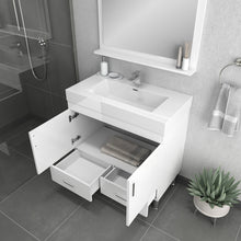 Alya Bath Ripley  36"  Single White Modern Freestanding Bathroom Vanity With Integrated Acrylic Top, Acrylic Sink and Wall Mounted Mirror - AT-8089-W+AT-36-M-W