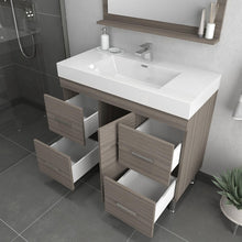 Alya Bath Ripley 39" Single Gray Modern Freestanding  Bathroom Vanity With Integrated Acrylic Top, Acrylic Sink and Wall Mounted Mirror - AT-8041-G+AT-36-M-G