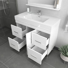 Alya Bath Ripley 39" Single White Modern Freestanding  Bathroom Vanity With Integrated Acrylic Top, Acrylic Sink and Wall Mounted Mirror - AT-8041-W+AT-36-M-W