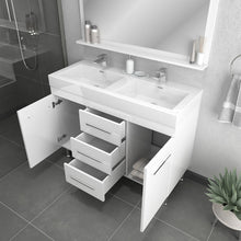 Alya Bath Ripley 48" Double White Modern Freestanding  Bathroom Vanity With Integrated Acrylic Top, Acrylic Sink and Wall Mounted Mirror - AT-8048-W-D+AT-48-M-W