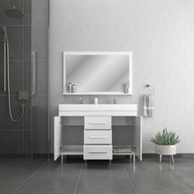 Alya Bath Ripley 48" Double White Modern Freestanding  Bathroom Vanity With Integrated Acrylic Top, Acrylic Sink and Wall Mounted Mirror - AT-8048-W-D+AT-48-M-W