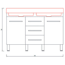 Alya Bath Ripley 48" Double White Modern Freestanding  Bathroom Vanity With Integrated Acrylic Top, Acrylic Sink and Wall Mounted Mirror - AT-8048-W-D+AT-48-M-W