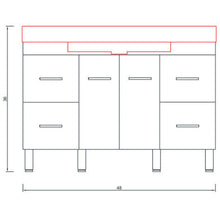 Alya Bath Ripley 48" Single White Modern Freestanding  Bathroom Vanity With Integrated Acrylic Top, Acrylic Sink and Wall Mounted Mirror - AT-8042-W+AT-48-M-W