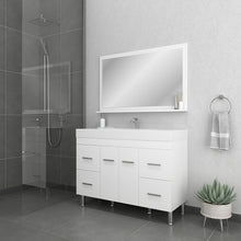 Alya Bath Ripley 48" Single White Modern Freestanding  Bathroom Vanity With Integrated Acrylic Top, Acrylic Sink and Wall Mounted Mirror - AT-8042-W+AT-48-M-W