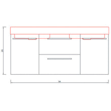 Alya Bath Ripley 54" Double Black Modern Wall Mounted Bathroom Vanity With Integrated Acrylic Top, Acrylic Sink and Wall Mounted Mirror - AT-8047-B-D+AT-48-M-B