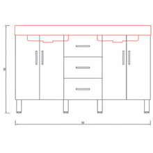 Alya Bath Ripley  56" Double Gray Modern Freestanding  Bathroom Vanity With Integrated Acrylic Top, Acrylic Sink and Wall Mounted Mirror - AT-8043-G-D+2x AT-24-M-G