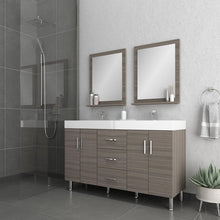 Alya Bath Ripley 60" Double Gray Modern Freestanding Bathroom Vanity With Integrated Acrylic Top, Acrylic Sink and Wall Mounted Mirror - AT-8043-G-60+2x AT-24-M-G