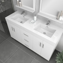 Alya Bath Ripley 60" Double White Modern Freestanding Double Bathroom Vanity With Integrated Acrylic Top, Acrylic Sink and Wall Mounted Mirror - AT-8043-W-60+2x AT-24-M-W