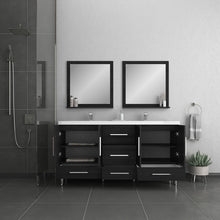 Alya Bath Ripley 72" Double Black Modern Freestanding Bathroom Vanity With Integrated Acrylic Top, Acrylic Sink and Wall Mounted Mirror - AT-8063-B-72+2x AT-30-M-B