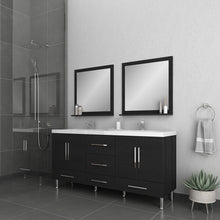 Alya Bath Ripley 72" Double Black Modern Freestanding Bathroom Vanity With Integrated Acrylic Top, Acrylic Sink and Wall Mounted Mirror - AT-8063-B-72+2x AT-30-M-B