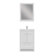 Alya Bath Sortino 24" Single White Modern Freestanding  Bathroom Vanity With Acrylic Top and Integrated Sink - AB-MD624-W+AB-MOB24-Sink