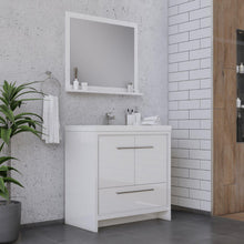 Alya Bath Sortino 36" Single White Modern Freestanding  Bathroom Vanity With Acrylic Top and Integrated Sink - AB-MD636-W