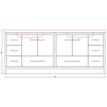 Alya Bath Sortino 84" Double Rosewood  Modern Freestanding  Bathroom Vanity With Acrylic Top and Integrated Sink - AB-MD684-RW