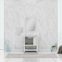 Alya Bath Wilmington 30" Single White Freestanding  Bathroom Vanity With Carrara Marble Top, Ceramic Sink and Wall Mounted Mirror - HE-102-30-W-CWMT+HE-101/102-30-W-M