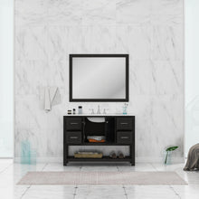 Alya Bath Wilmington 48" Single Espresso Freestanding  Bathroom Vanity With Carrara Marble Top, Ceramic Sink and Wall Mounted Mirror - HE-102-48-E-CWMT+HE-101/102-42-E-M