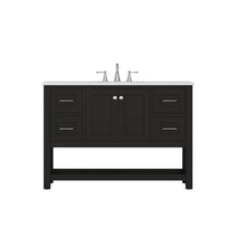 Alya Bath Wilmington 48" Single Espresso Freestanding  Bathroom Vanity With Carrara Marble Top, Ceramic Sink and Wall Mounted Mirror - HE-102-48-E-CWMT+HE-101/102-42-E-M