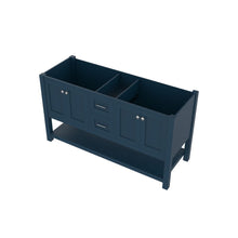 Alya Bath Wilmington 60" Double Blue Freestanding  Bathroom Vanity  With Brushed Nickel Edge Handles - HE-102-60D-B