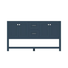 Alya Bath Wilmington 60" Double Blue Freestanding  Bathroom Vanity  With Brushed Nickel Edge Handles - HE-102-60D-B