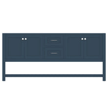 Alya Bath Wilmington 72" Double Blue Freestanding  Bathroom Vanity  With Brushed Nickel Edge Handles - HE-102-72D-B