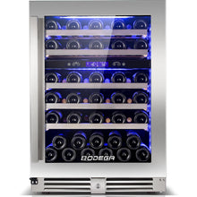 BODEGAcooler 24" 56 Bottles Dual Zone Compressor Wine Cooler with Wood Shelves