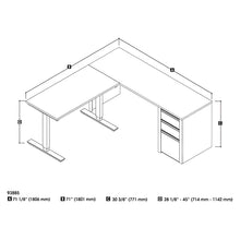 Bestar Connexion L-Desk with Electric Height Adjustable Table