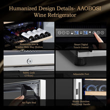 AAOBOSI 24" Free Standing 154 Bottles Wine Cooler in Stainless Steel with Wood Shelves  - YC-408B