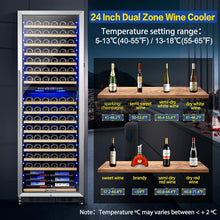 AAOBOSI 24" Free Standing 176 Bottles Wine Cooler in Stainless Steel with Wood Shelves  - YC-510B