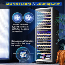 AAOBOSI 24" Free Standing 176 Bottles Wine Cooler in Stainless Steel with Wood Shelves  - YC-510B