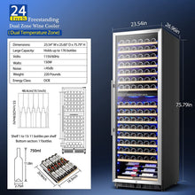 AAOBOSI 24" Free Standing 176 Bottles Wine Cooler in Stainless Steel with Wood Shelves  - YC-510B