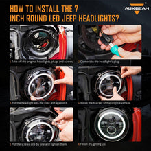Auxbeam 7" LED Halo Headlights + 4" Inch LED Fog Lights with DRL + 5D-PRO 52" Straight LED Light Bar + Windshield Mounting Brackets + 18W Spot Beam Pod Lights Set for for Jeep Wrangler JK - GP00007760