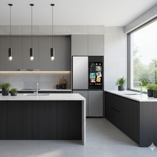 SAMSUNG Bespoke 36" 23 cu. ft. Counter Depth 4-Door Flex Refrigerator with AI Family Hub+ & AI Vision Inside in Stainless Steel - RF23DB9900QDAA