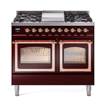 GREE ILVE 40 Inch Nostalgie II Noblesse Freestanding Dual Fuel Range with 6 Sealed Burners, Griddle with Copper Trim - UND40FNMPWHP