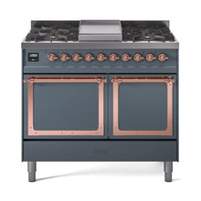 GREE ILVE 40 Inch Nostalgie II Noblesse Freestanding Dual Fuel Range with 6 Sealed Burners, Griddle, Solid Door with Copper Trim - UND40FQNMPBUP