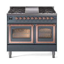GREE ILVE 40 Inch Nostalgie II Noblesse Freestanding Dual Fuel Range with 6 Sealed Burners, Griddle with Copper Trim - UND40FNMPWHP