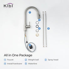 KIBI Napa Single Handle High Arc Pull Down Kitchen Faucet With Soap Dispenser in Brushed Nickel Finish - C-KKF2005BN-KSD100BN