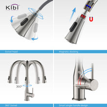 KIBI Napa Single Handle High Arc Pull Down Kitchen Faucet With Soap Dispenser in Brushed Nickel Finish - C-KKF2005BN-KSD100BN